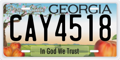 GA license plate CAY4518