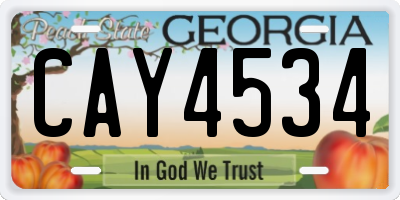 GA license plate CAY4534
