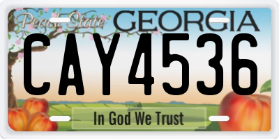 GA license plate CAY4536