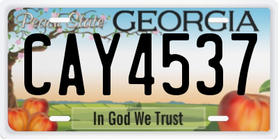 GA license plate CAY4537