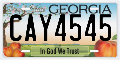 GA license plate CAY4545