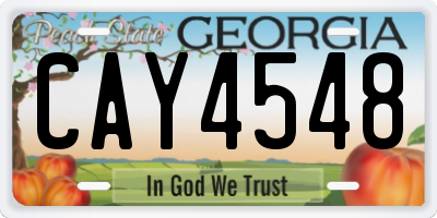 GA license plate CAY4548