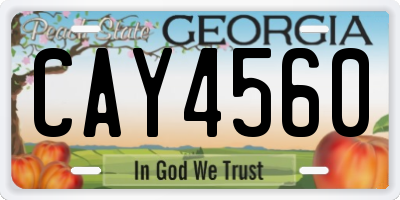 GA license plate CAY4560