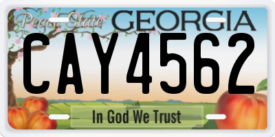 GA license plate CAY4562