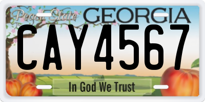 GA license plate CAY4567