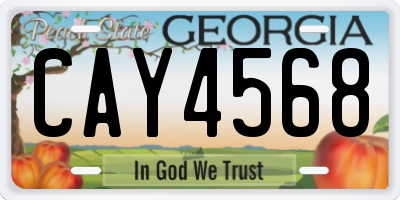 GA license plate CAY4568