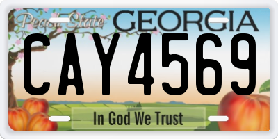 GA license plate CAY4569