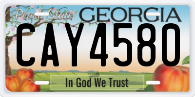 GA license plate CAY4580