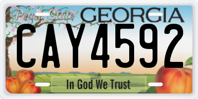GA license plate CAY4592
