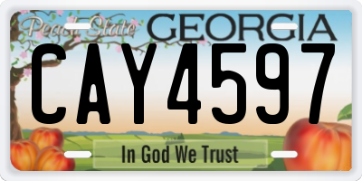 GA license plate CAY4597