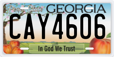 GA license plate CAY4606