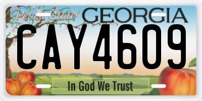 GA license plate CAY4609