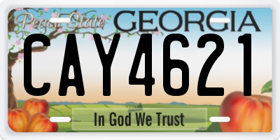 GA license plate CAY4621
