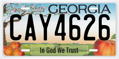 GA license plate CAY4626