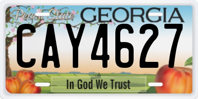 GA license plate CAY4627