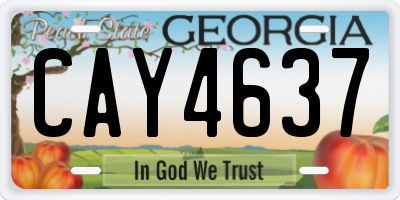 GA license plate CAY4637