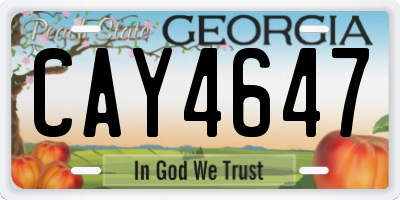 GA license plate CAY4647