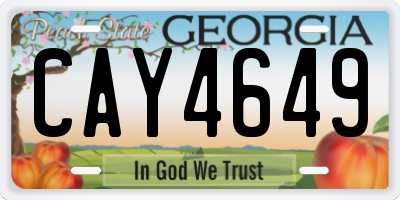 GA license plate CAY4649