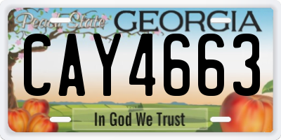 GA license plate CAY4663