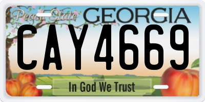 GA license plate CAY4669