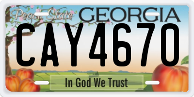 GA license plate CAY4670