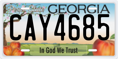 GA license plate CAY4685