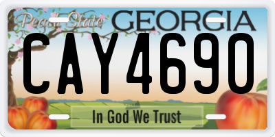 GA license plate CAY4690