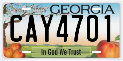 GA license plate CAY4701