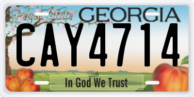 GA license plate CAY4714
