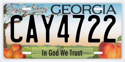 GA license plate CAY4722