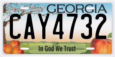 GA license plate CAY4732