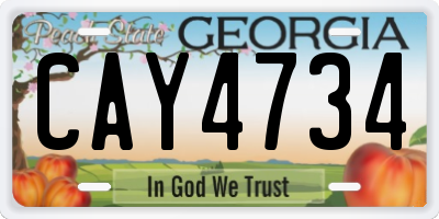 GA license plate CAY4734