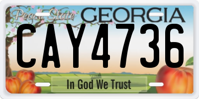 GA license plate CAY4736