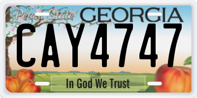 GA license plate CAY4747