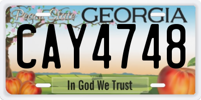 GA license plate CAY4748