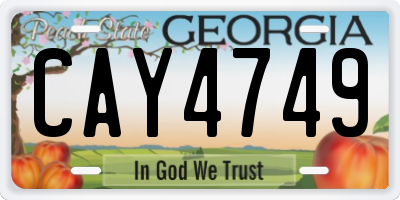 GA license plate CAY4749