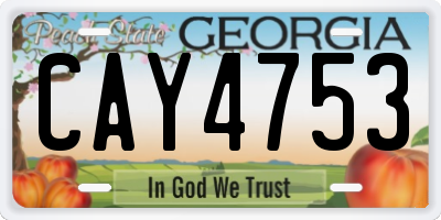GA license plate CAY4753