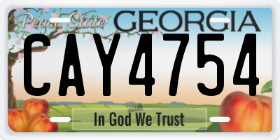 GA license plate CAY4754