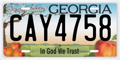 GA license plate CAY4758