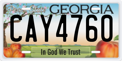 GA license plate CAY4760