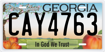GA license plate CAY4763