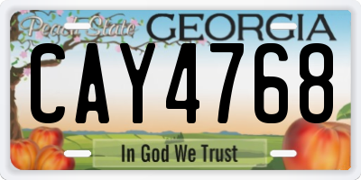 GA license plate CAY4768