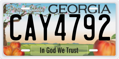 GA license plate CAY4792