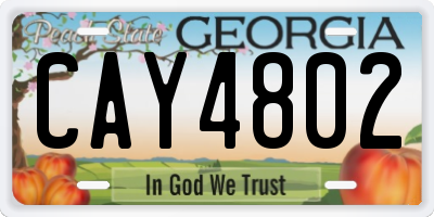 GA license plate CAY4802