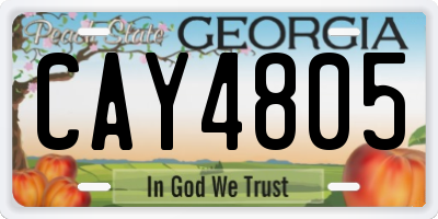 GA license plate CAY4805