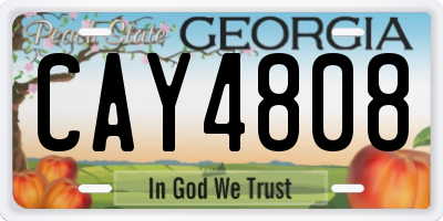 GA license plate CAY4808