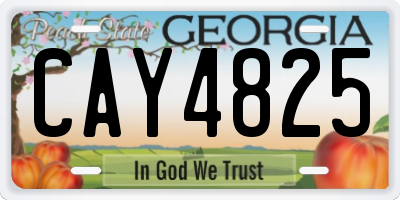 GA license plate CAY4825