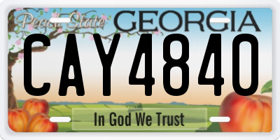 GA license plate CAY4840