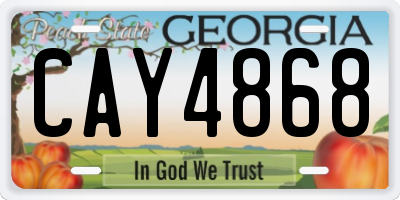 GA license plate CAY4868