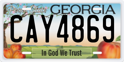 GA license plate CAY4869